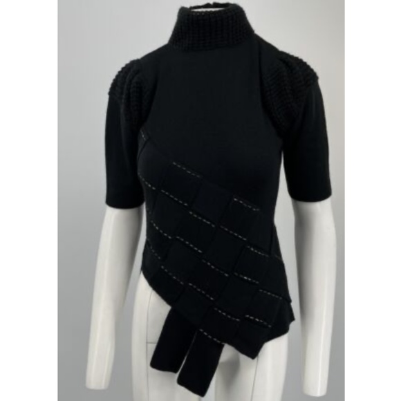 Maria Grazia Severi Black Mock-Neck Half Sleeve Gold-Bead Sweater sz S - Picture 1 of 5